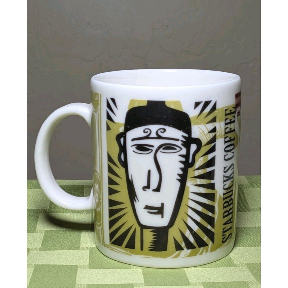 Starbucks Coffee Sulawesi Indonesia Tribal Stamp Large Mug Tiki Monkey Rare